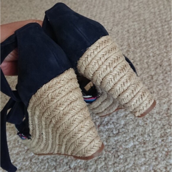 SPLENDID Barke Navy Combo Espadrille Wedges size 8M - Picture 7 of 11